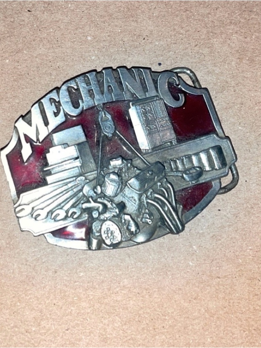 1987 Siskiyou Buckle Co. "Mechanic" belt buckle (Model Y-40)